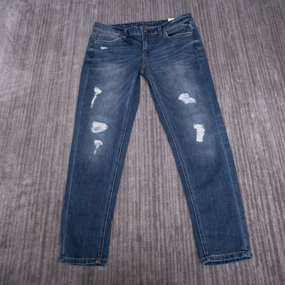 White House Black Market Jeans Womens 6S Blue New Distressed The Girlfriend